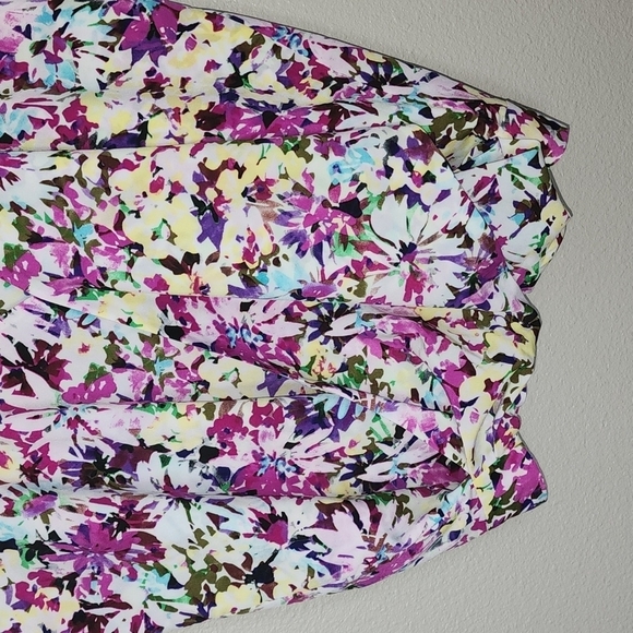 CAbi Eden Floral Multicolor Shortsleeve Wrap Top - Picture 3 of 10
